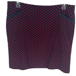 Talbots Straight Skirt Womens Size 16 Wool Blend Pencil Red Blue dots pockets